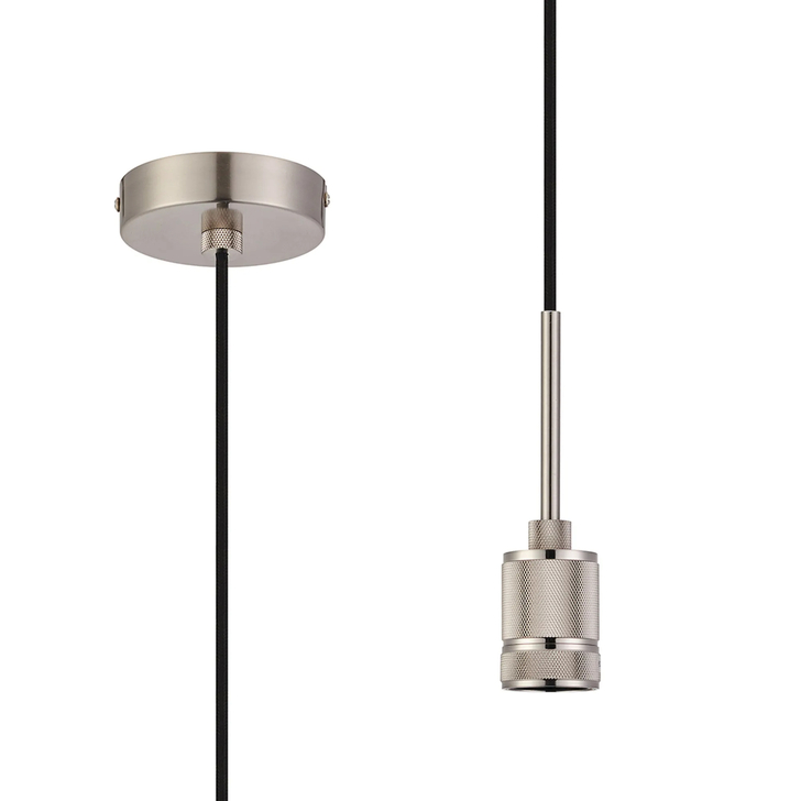 Idolite Rumi Knurled 1 Light Satin Nickel Suspension - E27 - 1.6M