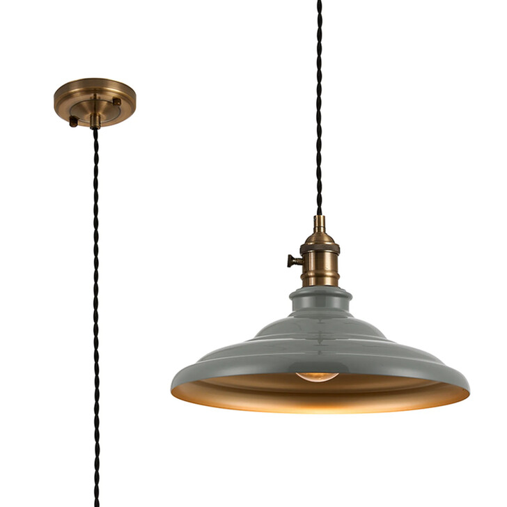 Idolite Sejal 35cm 1 Light Braided Pendant: Round Tiered Metal Shade: Antique Brass/Black/Polished Grey/Gold