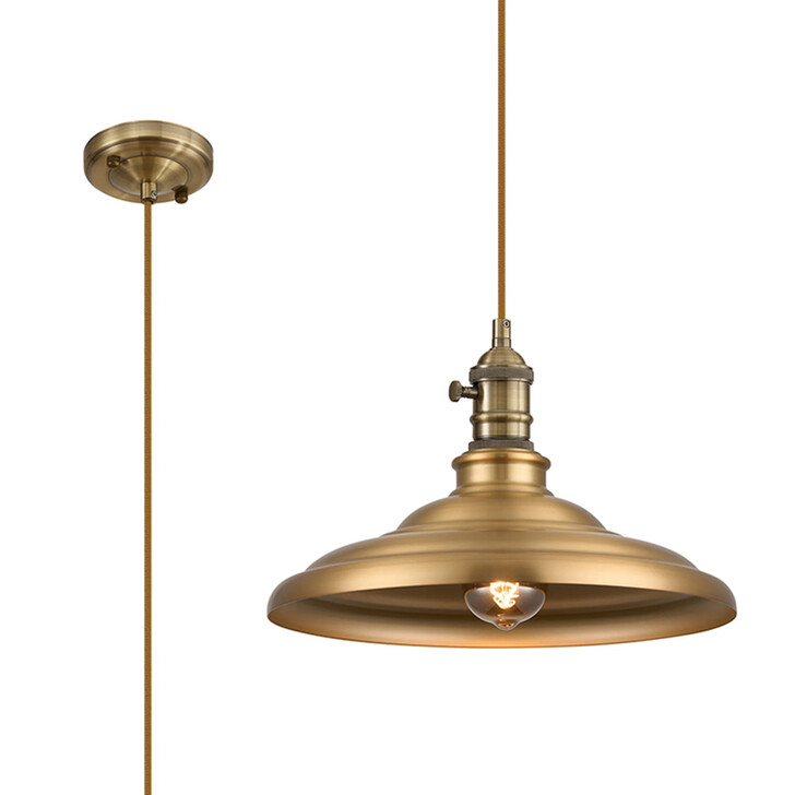 Idolite Sejal 35cm 1 Light Braided Pendant: Round Tiered Metal Shade: Antique Brass/Golden Brown/Brass/Gold