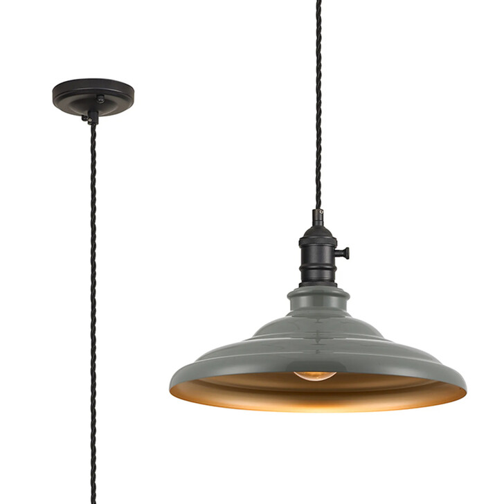 Idolite Sejal 35cm 1 Light Braided Pendant: Round Tiered Metal Shade: Satin Black/Black/Polished Grey/Gold