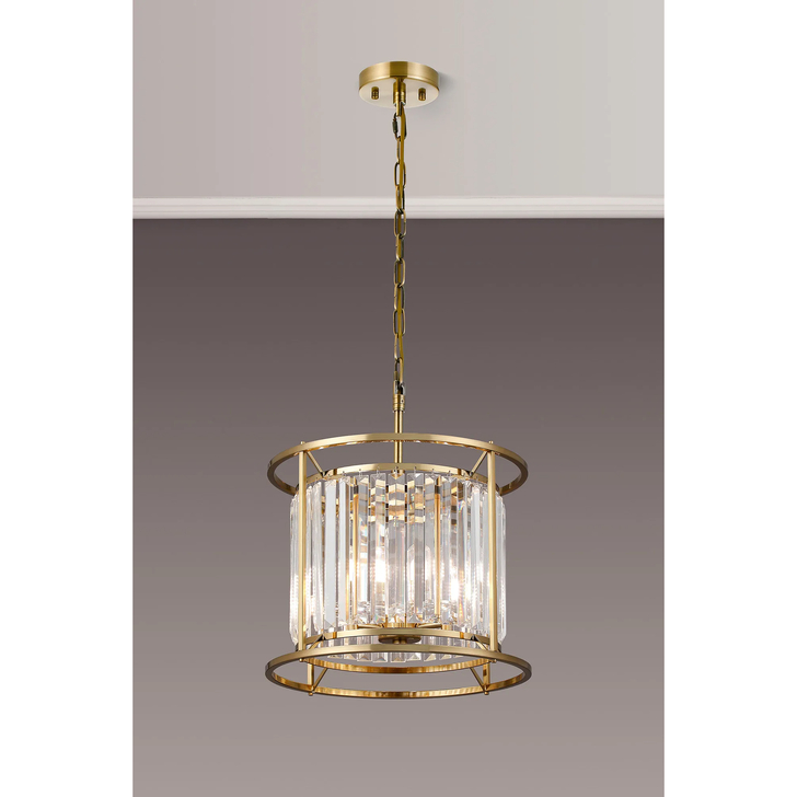 Idolite Seko Gold Finish 3 Light Crystal Bathroom Pendant Light - IP44