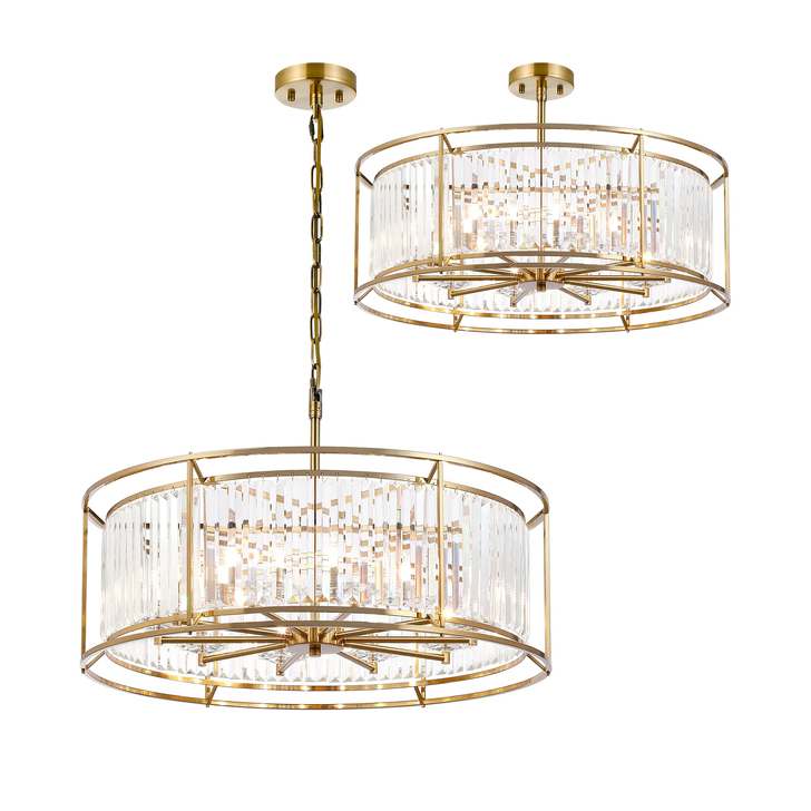 Idolite Seko Gold Finish Large 10 Light Crystal Bathroom Pendant Light - IP44