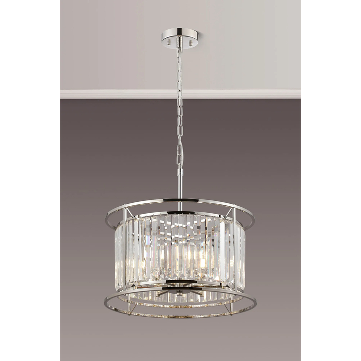 Idolite Seko Polished Nickel 6 Light Crystal Bathroom Pendant Light - IP44