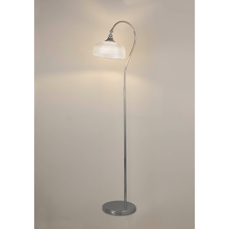 Idolite Sheridan Polished Nickel Floor Lamp Complete With Prismatic Glass Shade