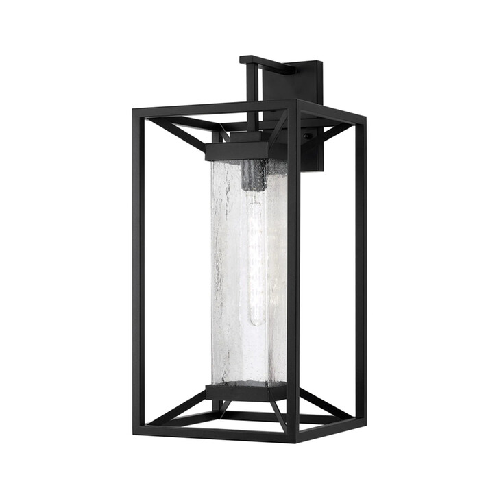 Idolite Shrewsbury Downward Facing Black Frame Large Exterior Wall Light Complete With Clear Seeded Glass - IP54