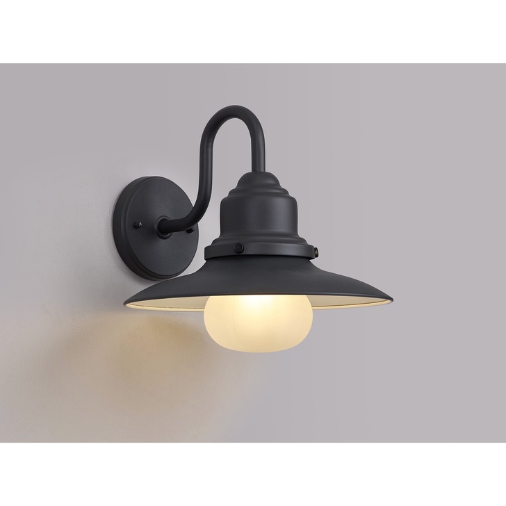 Idolite Simons Dark Grey/Black Exterior Swan Neck Wall Light - IP44