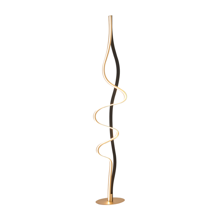 Idolite Sleek Black & Gold Floor Standing Lamp, 36W LED, In-Line Dimmer, 3000K
