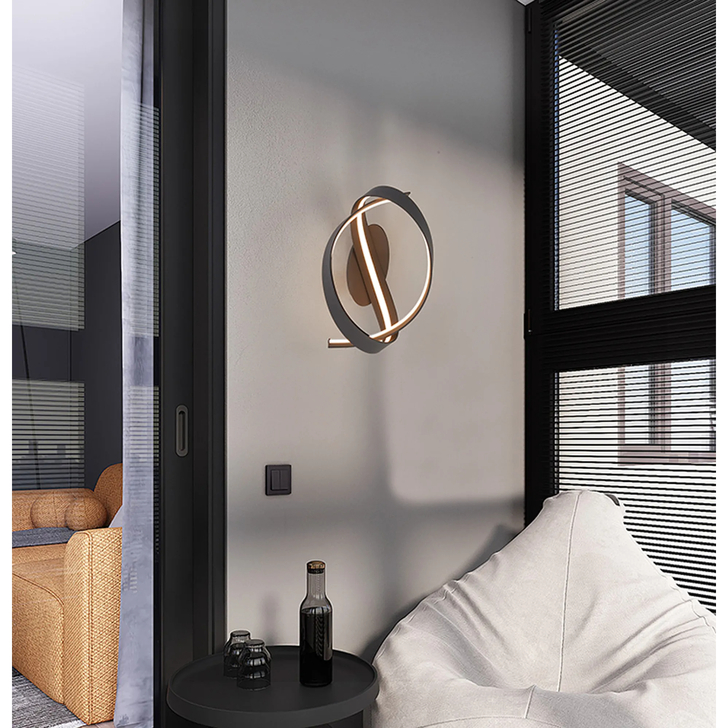 Idolite Sleek Dark Grey Loop Dimmable Led Wall Light - 3000K