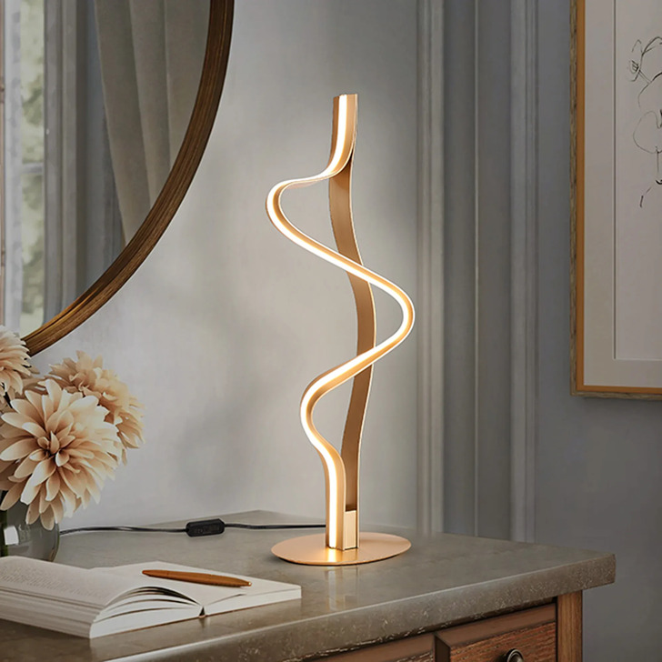 Idolite Sleek Gold Spiral Dimmable Led Table Lamp - 3000K