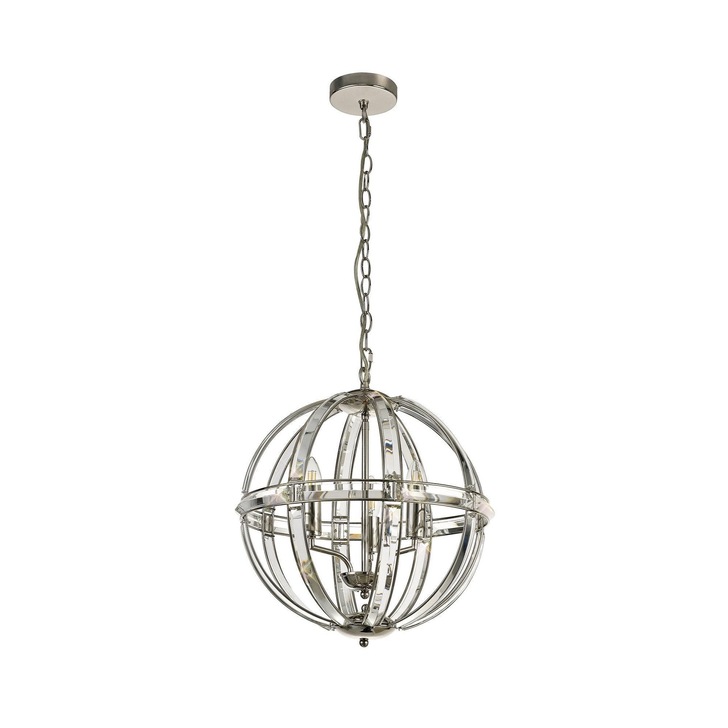 Idolite Smoky Polished Nickel Finish 3 Light Round Pendant