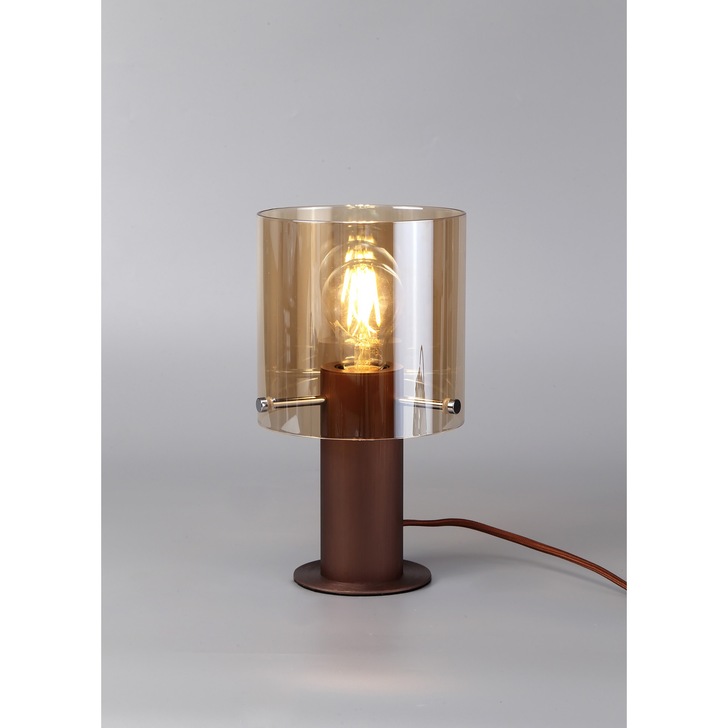 Idolite Snowdon Mocha Finish Table Lamp C/W Amber Glass