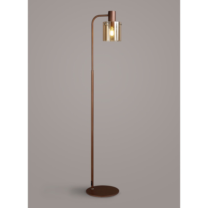 Idolite Snowdon Mocha Floor Lamp Complete With Amber Glass Shade