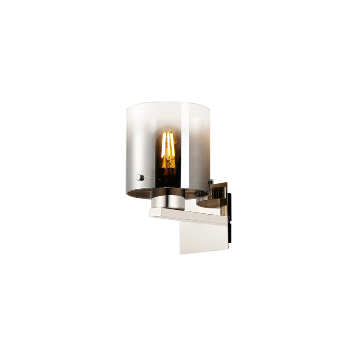 Idolite Snowdon Single Wall Light In Polished Nickel With Smoke Ombre Glass Shade