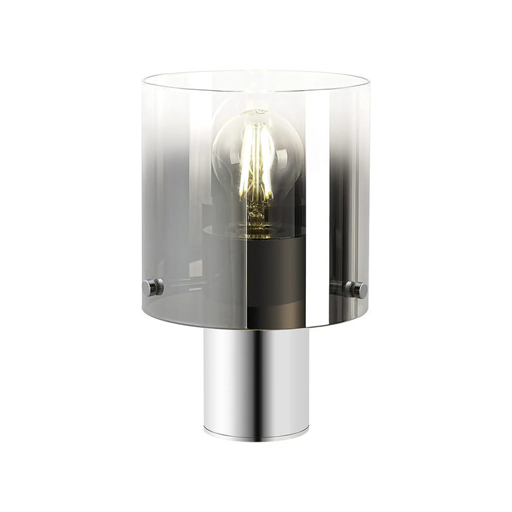 Idolite Snowdon Table Lamp In Polished Nickel With Smoke Ombre Glass Shade