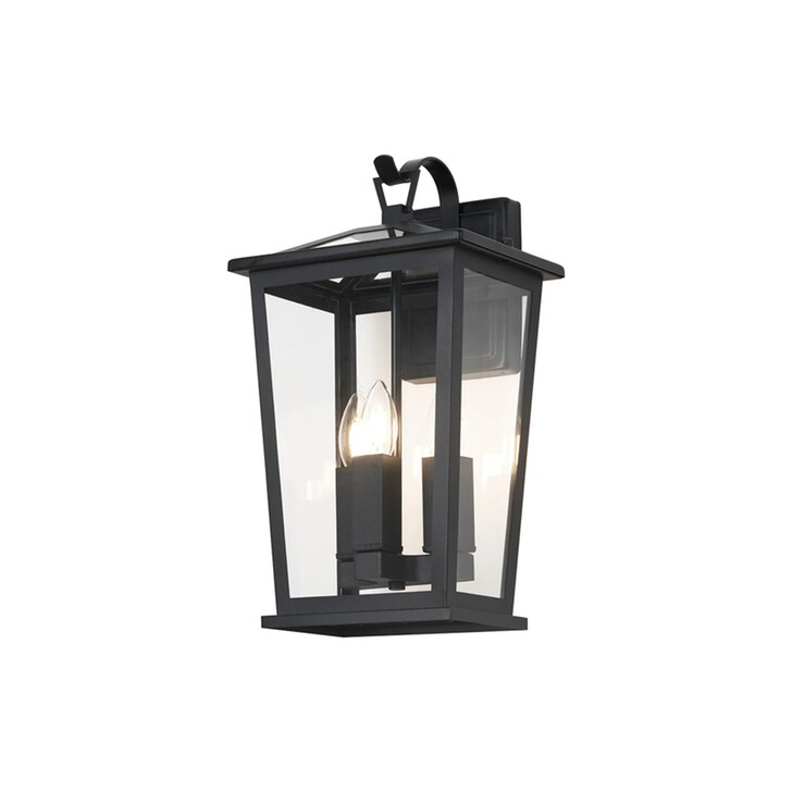 Idolite Stafford Medium Black Taped Downward Facing Wall Light Complete With Clear Glass - IP54