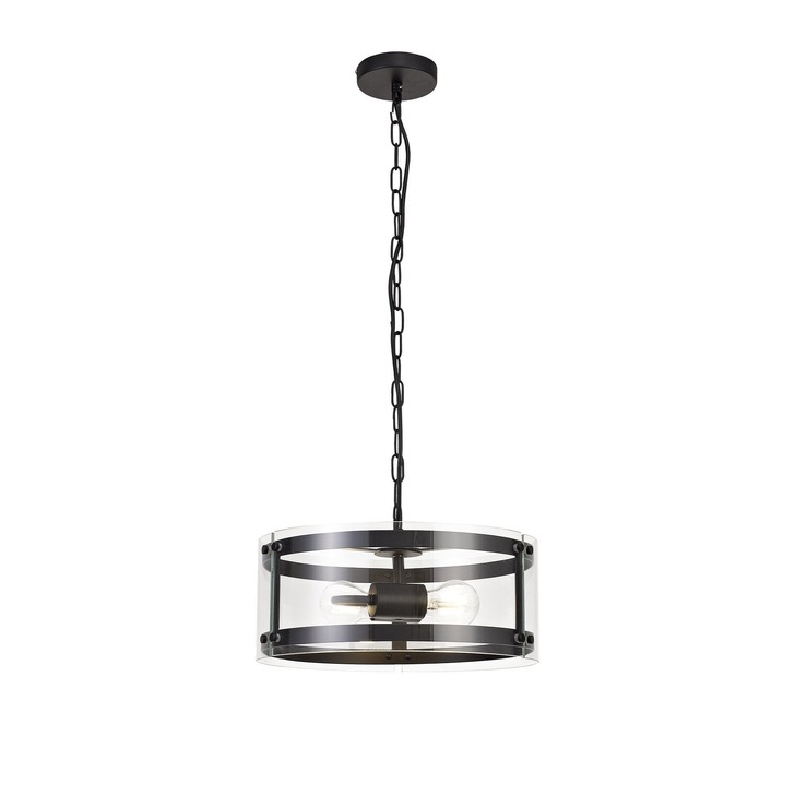 Idolite Stanmore Matt Black/Clear 2 Light Pendant