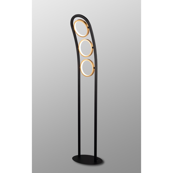 Idolite Tacita 3 Light Led Floor Lamp In Satin Black/Gold