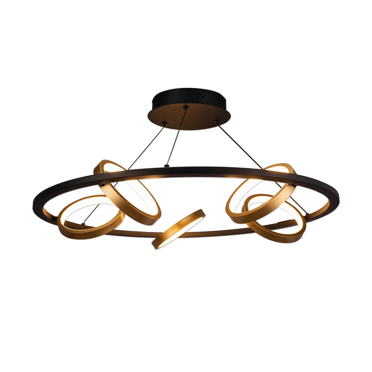 Idolite Tacita 5 Light Led Round Pendant In Satin Black/Gold