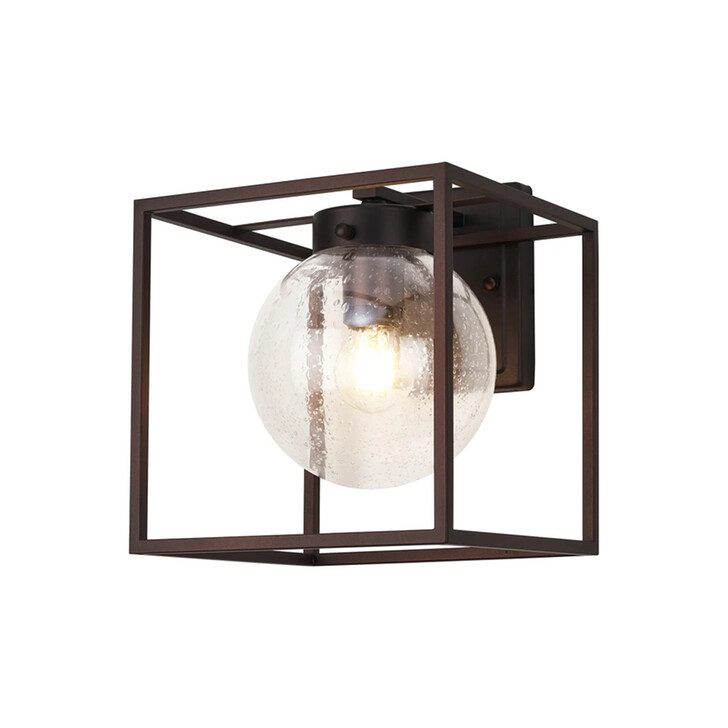 Idolite Telford Oil Rubbed Brass Finish Large Square Frame Outdoor Wall Light Complete With Clear Seeded Glass - IP54