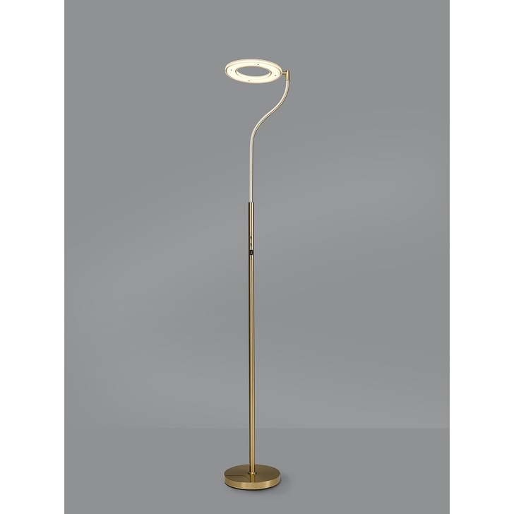 Idolite Thompson Satin Gold Led Floor Light Complete With Touch Dimmer - 3000K