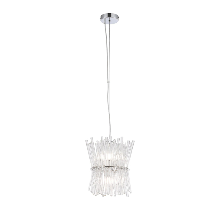 Idolite Tiemada 25cm 2 Light G9: Pendant Round: Polished Chrome/Clear