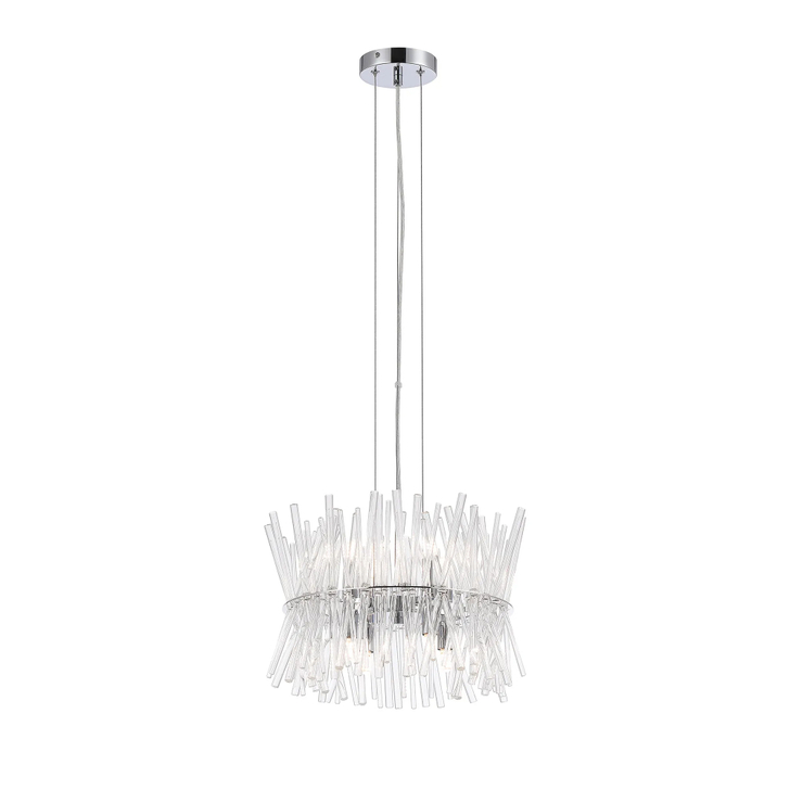 Idolite Tiemada 40cm 8 Light G9: Pendant Round: Polished Chrome/Clear