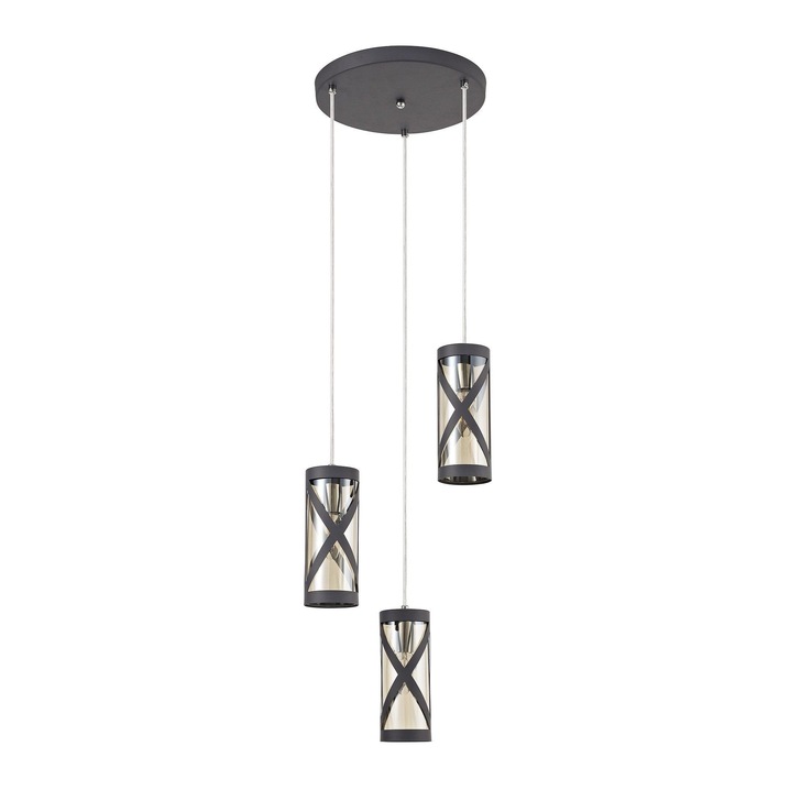 Idolite Ural Matt Grey Finish 3 Light Pendant