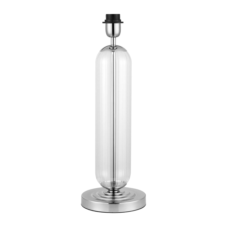 Idolite Var Polished Nickel Tubular Table Lamp Complete With Clear Glass Column