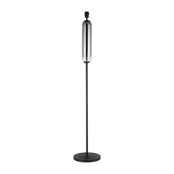 Idolite Var Satin Black Tubular Floor Lamp Complete With Smoke Fade Glass Column