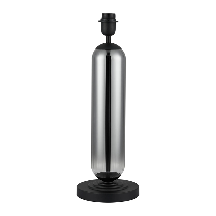 Idolite Var Satin Black Tubular Table Lamp Complete With Smoke Fade Glass Column