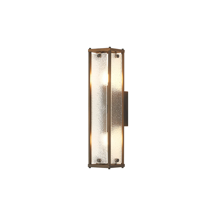 Idolite Vault 40cm 2 Light Rectangular Bathroom Wall Light Painted Bronze/Clear Diamond Pattern (C) Glass - IP44