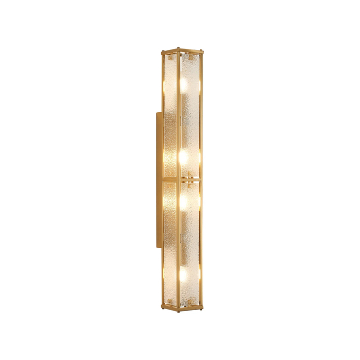Idolite Vault 75cm 4 Light Rectangular Bathroom Wall Light Brass/Clear Diamond Pattern (C) Glass - IP44