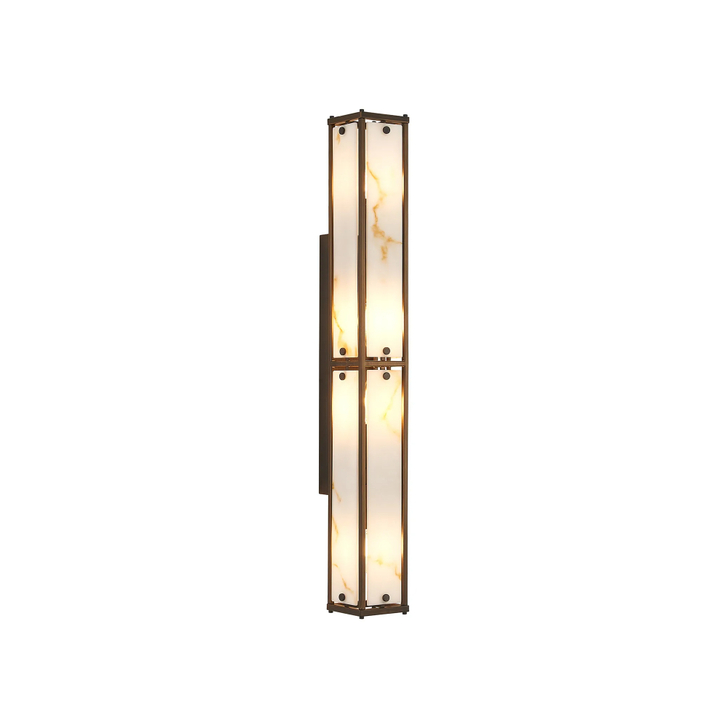 Idolite Vault 75cm 4 Light Rectangular Bathroom Wall Light Painted Bronze/Brown Faux Alabaster (B) Glass - IP44