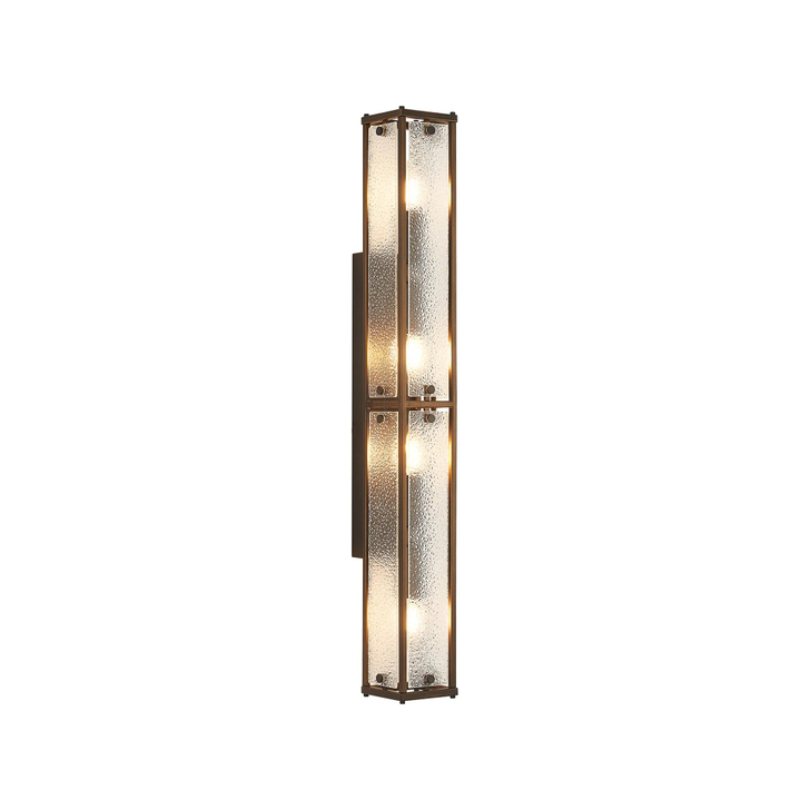 Idolite Vault 75cm 4 Light Rectangular Bathroom Wall Light Painted Bronze/Clear Diamond Pattern (C) Glass - IP44