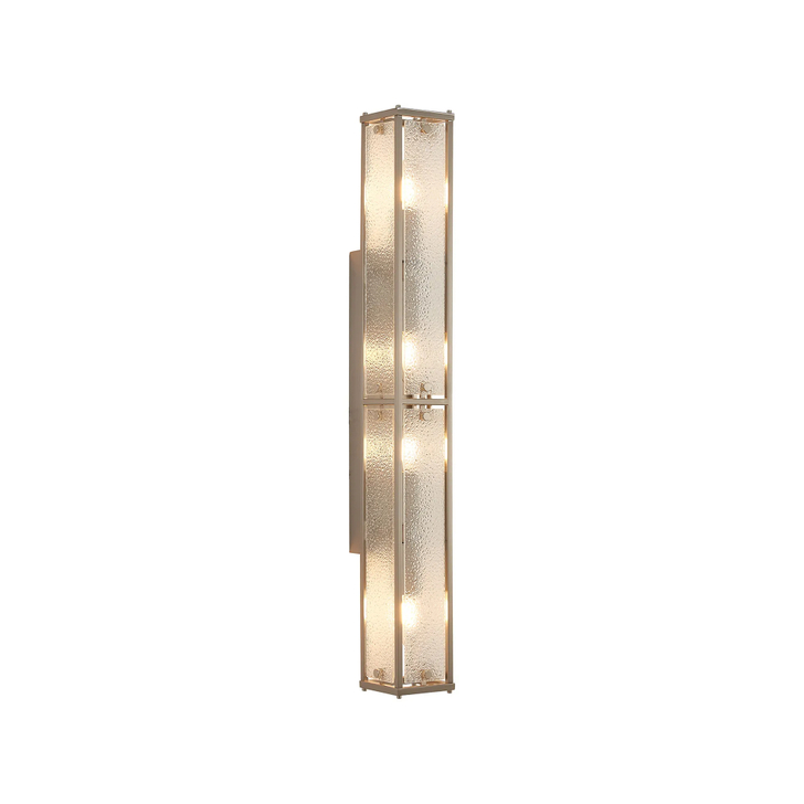 Idolite Vault 75cm 4 Light Rectangular Bathroom Wall Light Satin Nickel/Clear Diamond Pattern (C) Glass - IP44