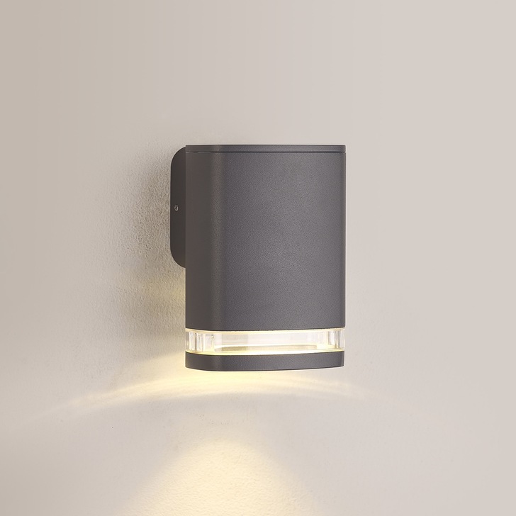 Idolite Vela 1 Light Grey Exterior Wall Light Complete With Clear Lens - IP54