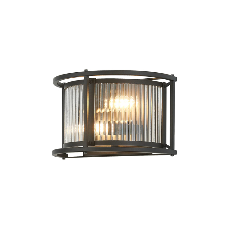 Idolite Waine 2 Light Wall Lamp Black/Clear Glass