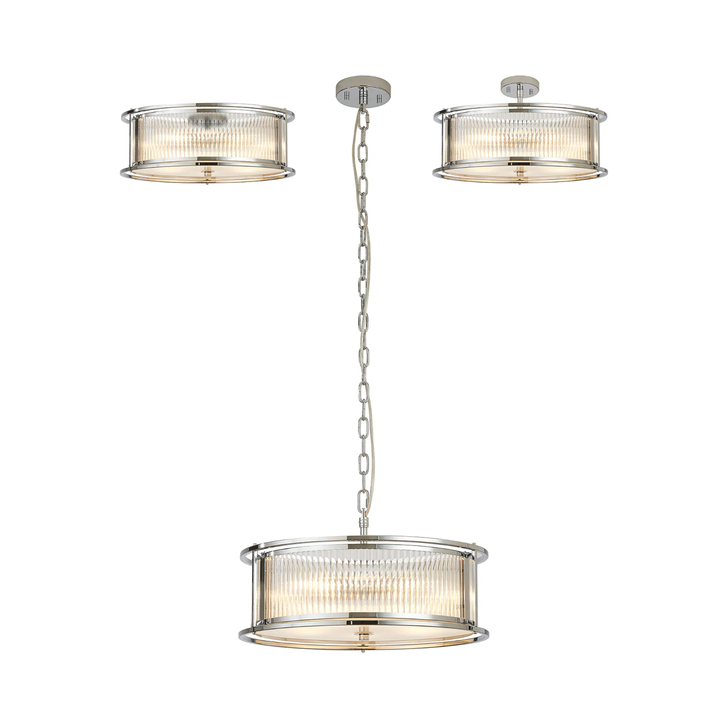 Idolite Waine 50cm 6 Light Round Flush Ceiling/Pendant Convertible Polished Chrome/Clear Glass