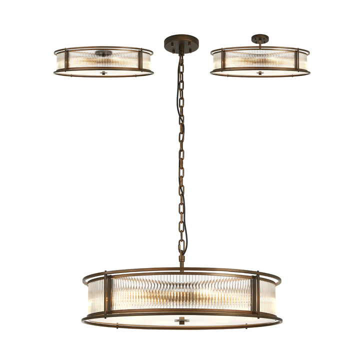 Idolite Waine 80cm 10 Light Round Flush Ceiling/Pendant Convertible Bronze/Clear Glass