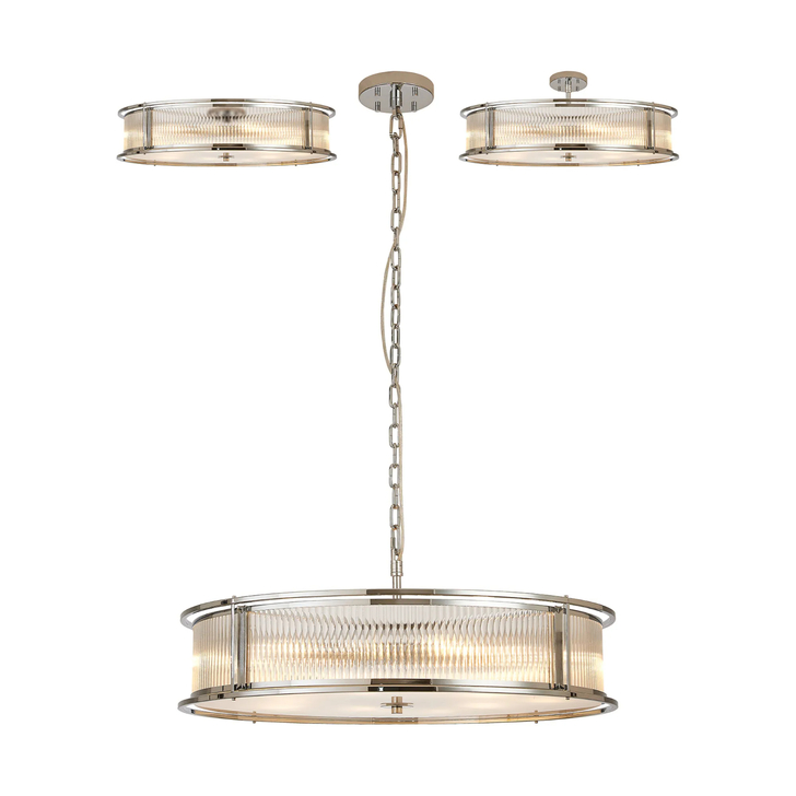 Idolite Waine 80cm 10 Light Round Flush Ceiling/Pendant Convertible Polished Chrome/Clear Glass
