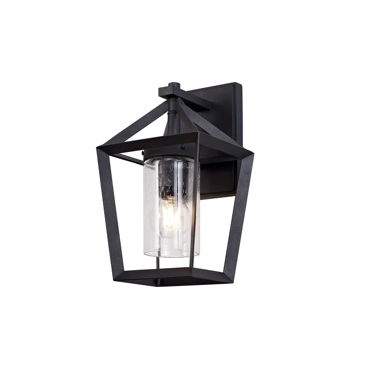 Idolite Wilhelm Anthracite Exterior Wall Light Complete With Clear Rain Effect Glass - IP54