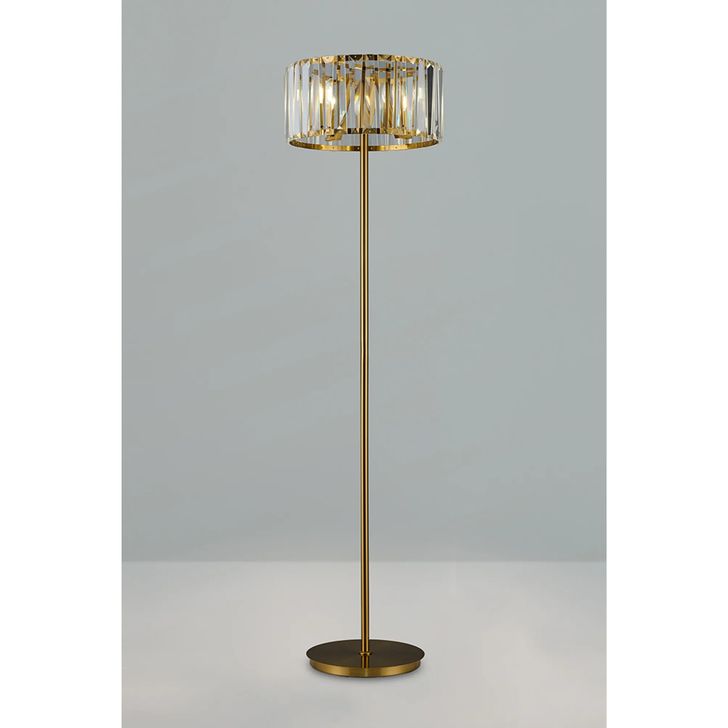 Idolite Windsor 4 Light Brass Crystal Floor Lamp