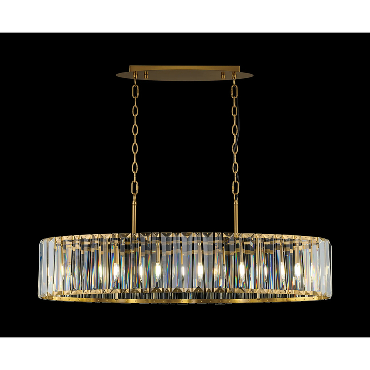 Idolite Windsor Brass Linear 7 Light Crystal Pendant Light - 90cm
