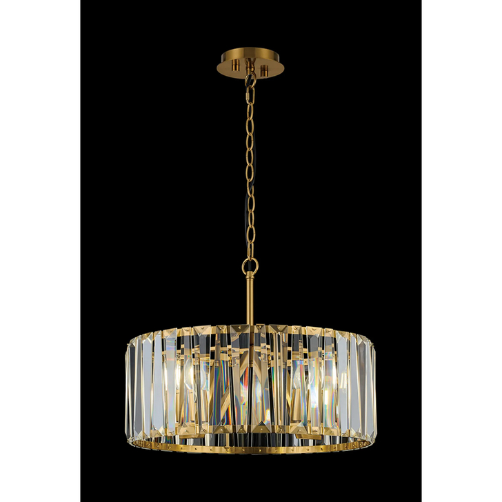 Idolite Windsor Brass Round 4 Light Crystal Pendant Light - 50cm