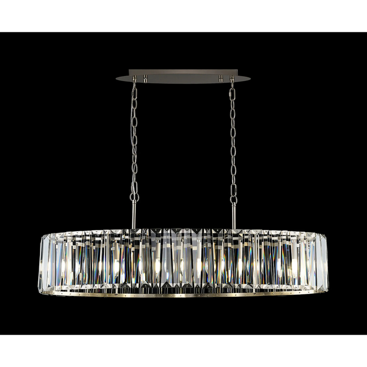 Idolite Windsor Satin Nickel Linear 7 Light Crystal Pendant Light - 90cm