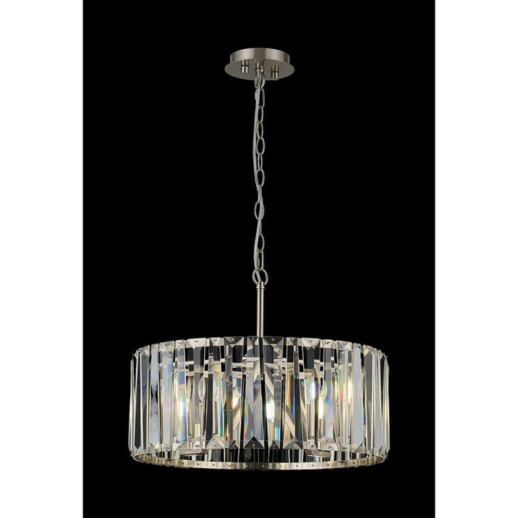 Idolite Windsor Satin Nickel Round 4 Light Crystal Pendant Light - 50cm