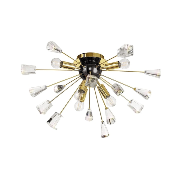 Idolite Zagros Brushed Gold Finish 6 Light Semi Flush Crystal Ceiling Light