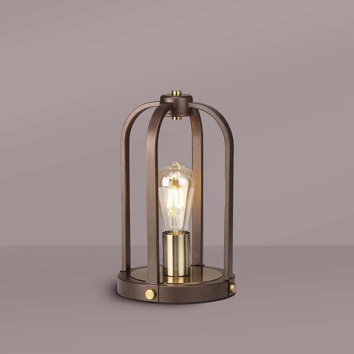 Idolite Zala Antqiue Bronze Table Lamp Complete With Wood Detailing