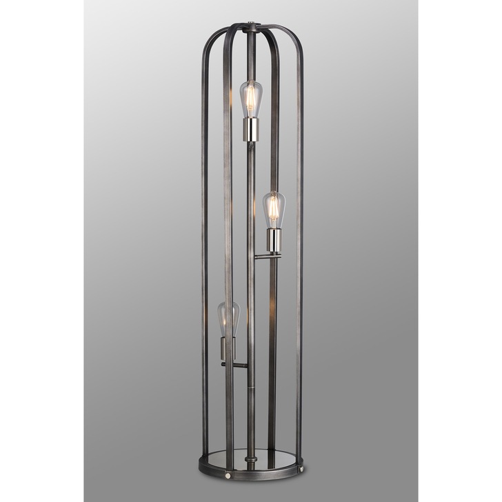 Idolite Zala Pewter And Polished Nickel 3 Light Floor Lamp