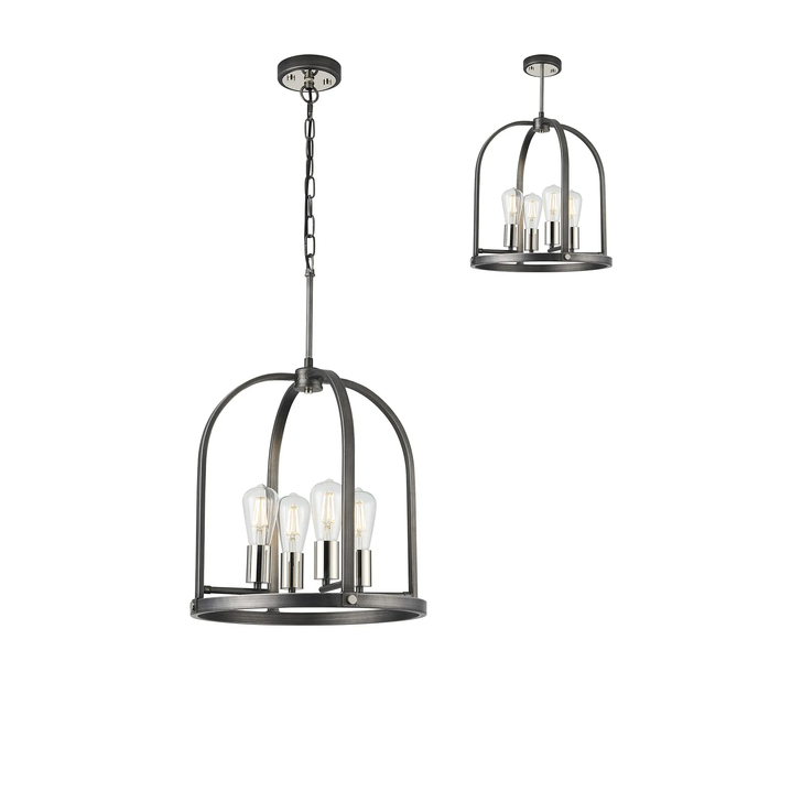 Idolite Zala Pewter And Polished Nickel 4 Light Pendant Light